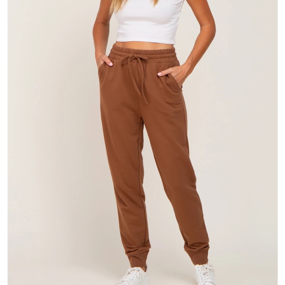 Brown sweatpants pink blush size small